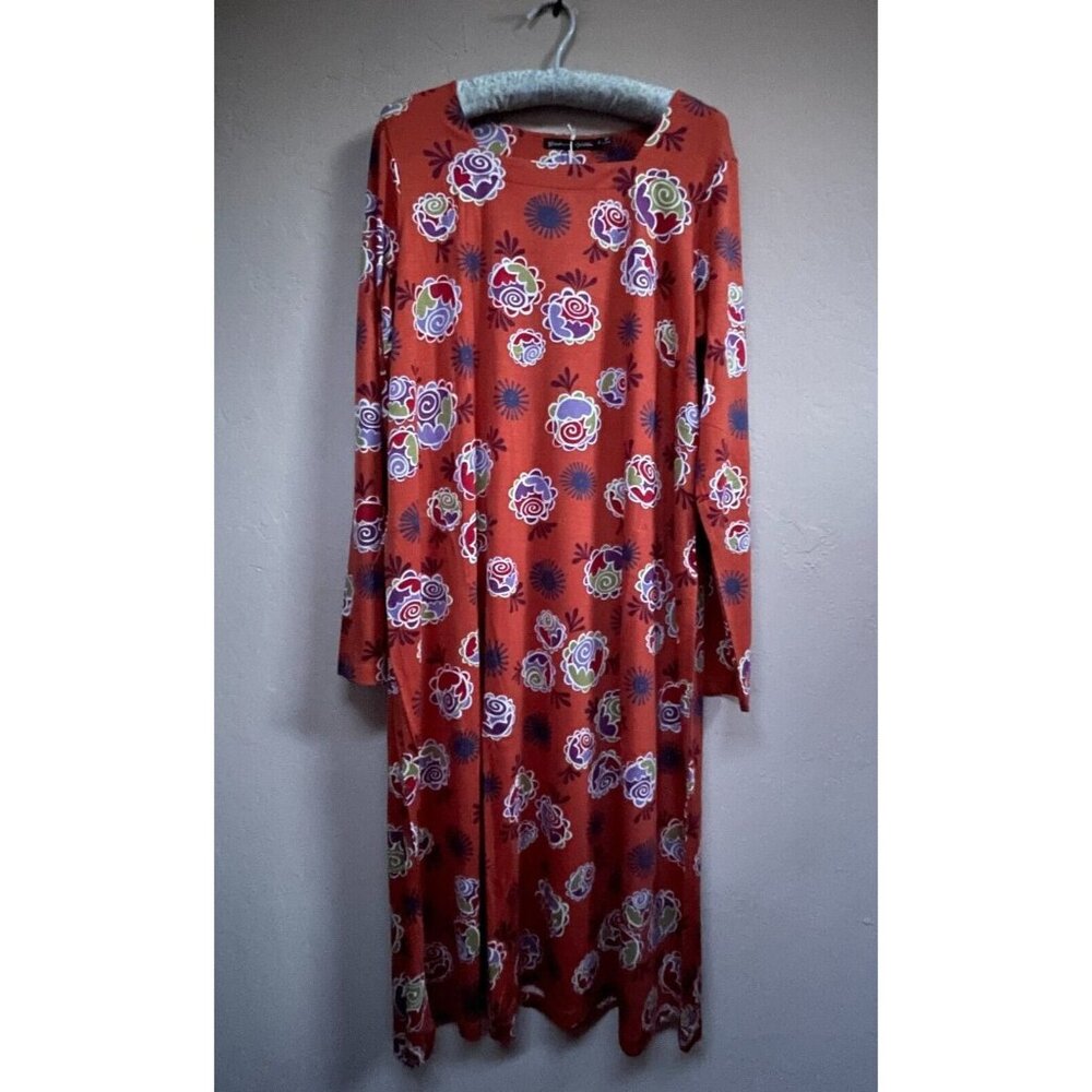Gudrun Sjödén Square Neck Maya Lyocell Blend Jersey Dress Medium Orange New $98